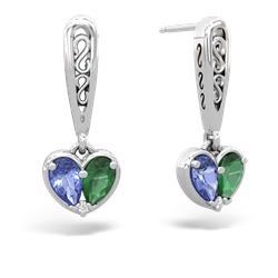 Tanzanite Filligree Heart 14K White Gold earrings E5070