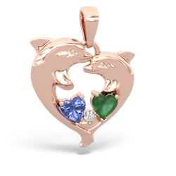 Tanzanite Dolphin Heart 14K Rose Gold pendant P5820