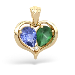 Tanzanite Two Become One 14K Yellow Gold pendant P5330