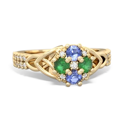 Tanzanite Celtic Knot Cluster Engagement 14K Yellow Gold ring R26443RD