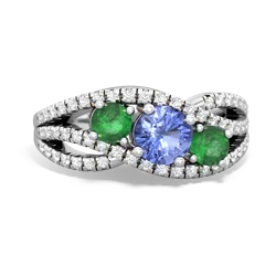 Tanzanite Three Stone Aurora 14K White Gold ring R3080