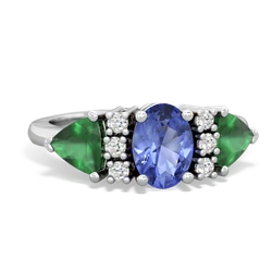 Tanzanite Antique Style Three Stone 14K White Gold ring R2186