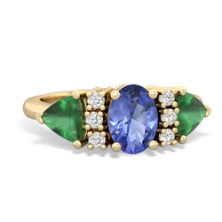 Tanzanite Antique Style Three Stone 14K Yellow Gold ring R2186