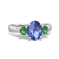 Tanzanite Three Stone Oval Trellis 14K White Gold ring R4024