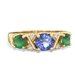 Tanzanite Hugs And Kisses 14K Yellow Gold ring R5016