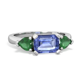 Tanzanite Three Stone 14K White Gold ring R5235