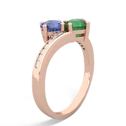 Tanzanite Channel Set Two Stone 14K Rose Gold ring R5303