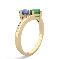 Tanzanite Channel Set Two Stone 14K Yellow Gold ring R5303