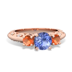 Tanzanite Art Deco Eternal Embrace Engagement 14K Rose Gold ring C2003