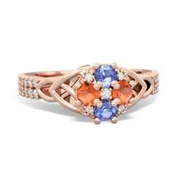 Tanzanite Celtic Knot Cluster Engagement 14K Rose Gold ring R26443RD