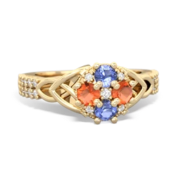 Tanzanite Celtic Knot Cluster Engagement 14K Yellow Gold ring R26443RD