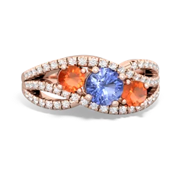 Tanzanite Three Stone Aurora 14K Rose Gold ring R3080