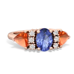 Tanzanite Antique Style Three Stone 14K Rose Gold ring R2186