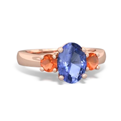 Tanzanite Three Stone Oval Trellis 14K Rose Gold ring R4024