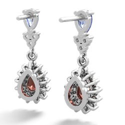 Tanzanite Halo Pear Dangle 14K White Gold earrings E1882