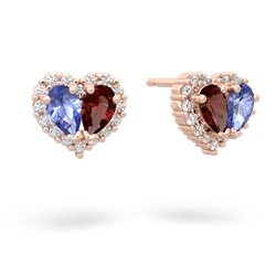 Tanzanite Halo 14K Rose Gold earrings E7008
