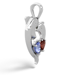 Tanzanite Dolphin Heart 14K White Gold pendant P5820