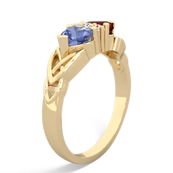 Tanzanite Celtic Knot Double Heart 14K Yellow Gold ring R5040