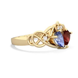 Tanzanite 'One Heart' Celtic Knot Claddagh 14K Yellow Gold ring R5322