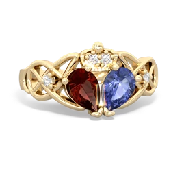 Tanzanite 'One Heart' Celtic Knot Claddagh 14K Yellow Gold ring R5322