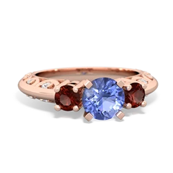 Tanzanite Art Deco Eternal Embrace Engagement 14K Rose Gold ring C2003