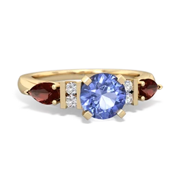 Tanzanite 6Mm Round Eternal Embrace Engagement 14K Yellow Gold ring R2005