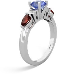 Tanzanite 6Mm Round Eternal Embrace Engagement 14K White Gold ring R2005