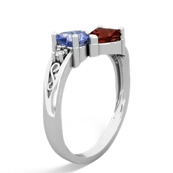 Tanzanite Snuggling Hearts 14K White Gold ring R2178