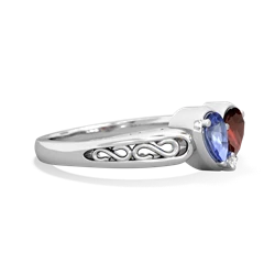 Tanzanite Filligree 'One Heart' 14K White Gold ring R5070