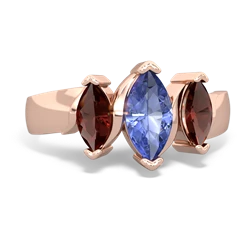 Tanzanite Three Peeks 14K Rose Gold ring R2433