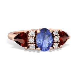 Tanzanite Antique Style Three Stone 14K Rose Gold ring R2186