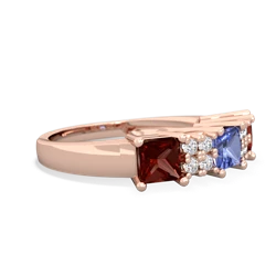 Tanzanite Three Stone Diamond Cluster 14K Rose Gold ring R2592