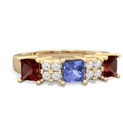 Tanzanite Three Stone Diamond Cluster 14K Yellow Gold ring R2592