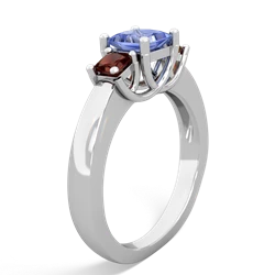 Tanzanite Three Stone Trellis 14K White Gold ring R4015