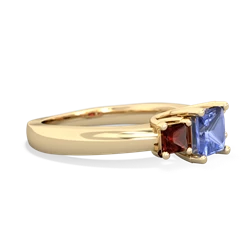 Tanzanite Three Stone Trellis 14K Yellow Gold ring R4015