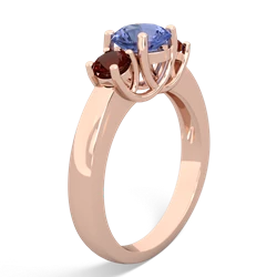 Tanzanite Three Stone Round Trellis 14K Rose Gold ring R4018