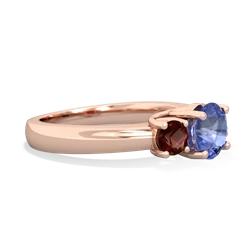 Tanzanite Three Stone Round Trellis 14K Rose Gold ring R4018