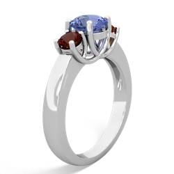 Tanzanite Three Stone Round Trellis 14K White Gold ring R4018