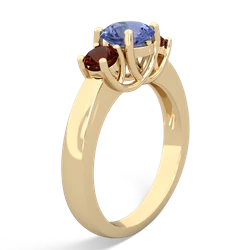 Tanzanite Three Stone Round Trellis 14K Yellow Gold ring R4018