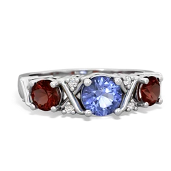 Tanzanite Hugs And Kisses 14K White Gold ring R5016