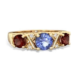 Tanzanite Hugs And Kisses 14K Yellow Gold ring R5016