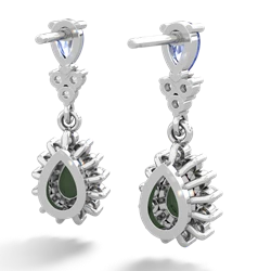 Tanzanite Halo Pear Dangle 14K White Gold earrings E1882