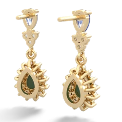Tanzanite Halo Pear Dangle 14K Yellow Gold earrings E1882
