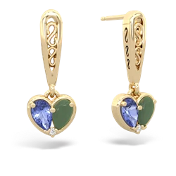 Tanzanite Filligree Heart 14K Yellow Gold earrings E5070