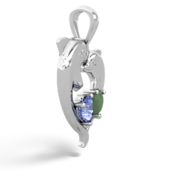 Tanzanite Dolphin Heart 14K White Gold pendant P5820