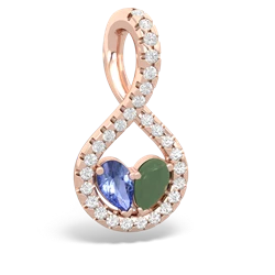 Tanzanite Pave Twist 'One Heart' 14K Rose Gold pendant P5360