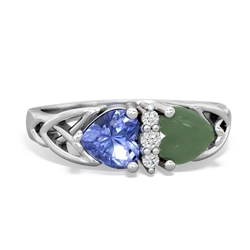 Tanzanite Celtic Knot Double Heart 14K White Gold ring R5040