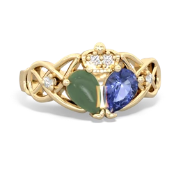 Tanzanite 'One Heart' Celtic Knot Claddagh 14K Yellow Gold ring R5322