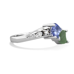 Tanzanite Snuggling Hearts 14K White Gold ring R2178