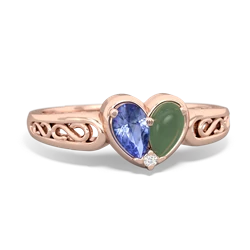 Tanzanite Filligree 'One Heart' 14K Rose Gold ring R5070